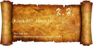 Kopkó Henrik névjegykártya